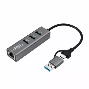 USB Hub MicroConnect USBHUB-RJ45-2IN1 USB 3.2 Gen 1 Type-A 5000 Mbit/s Черный