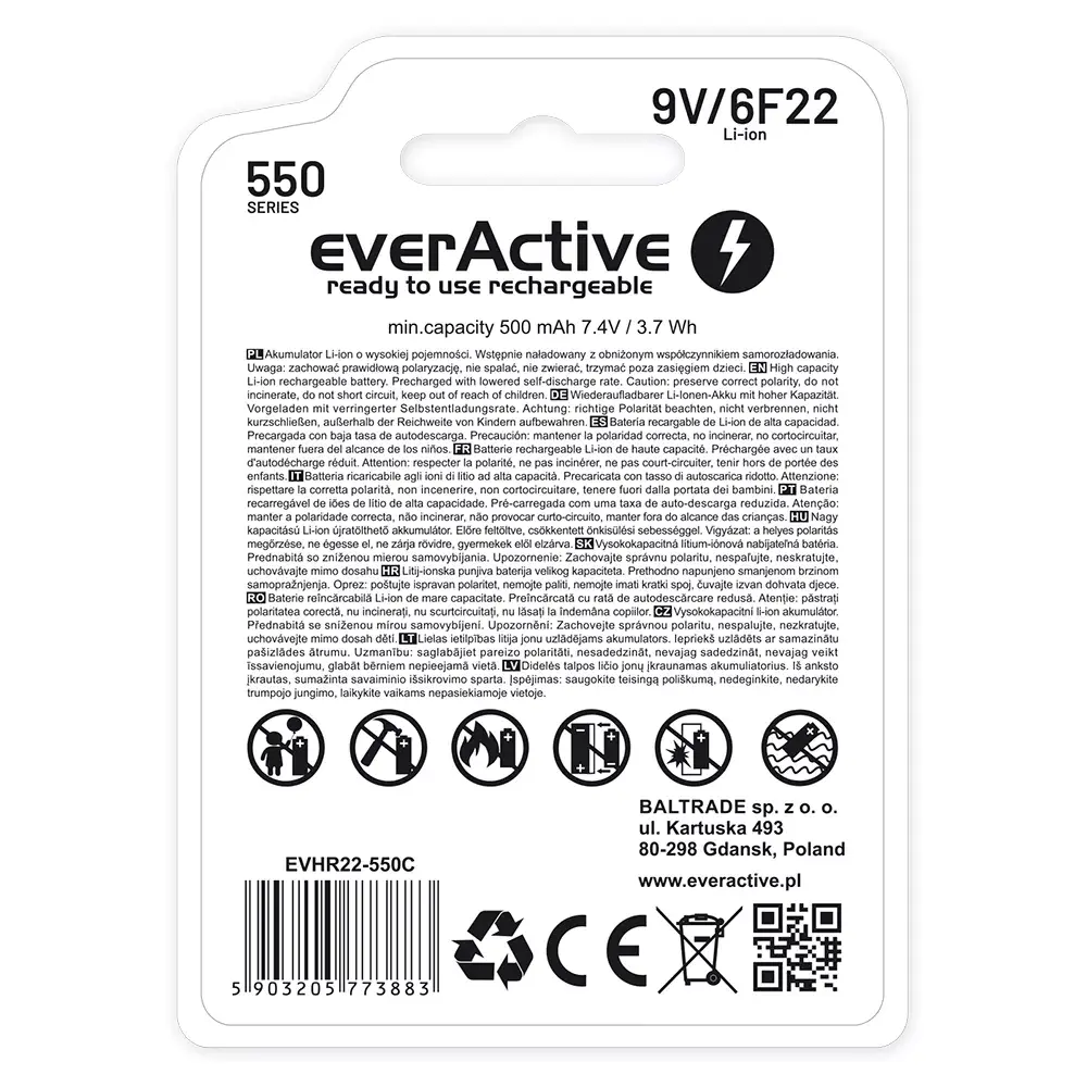 Rechargeable 9V battery everActive EVHR22-550C Photo 6