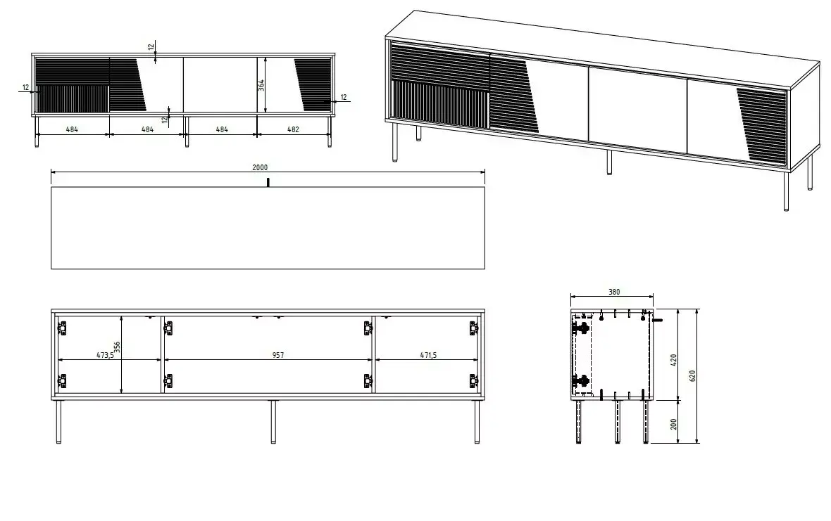 TV cabinet cama meble ABI 4D 200x38x62 cm Photo 4