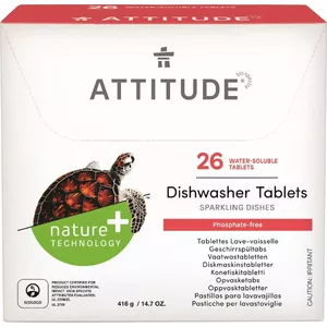 Dishwasher Tablets Attitude dissolvable sachets 26 pcs, 520 g