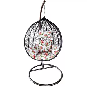 Šūpuļkrēsls BESK 9066164 — 105 cm, melns ar spilvenu