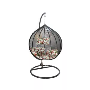 Šūpuļkrēsls BESK 9074251 — 95 cm, melns ar spilvenu