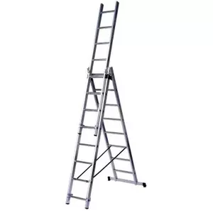 Alumīnija kāpnes BESK 3x11 pakāpieni, sieniņas biezums 1.4 mm