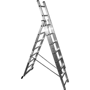 Alumīnija kāpnes BESK 3x14 pakāpieni, salokāmas 3 daļas, caurules biezums 1.4 mm