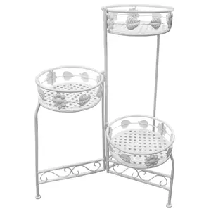 Plant pot stand 3-place 9112953, 23×25×70 cm, white