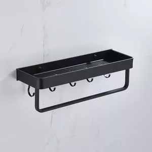 Bathroom shelf with hooks and towel holder Baltic Aqua 9115664 — aluminum