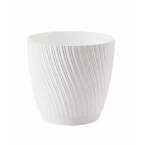 Flower pot FORM_PLASTIC Mika 13 cm with saucer, white, plastic