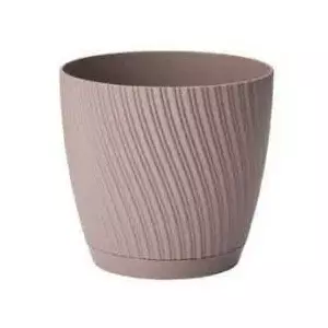Flower pot FORM_PLASTIC Mika with saucer 15 cm, brown