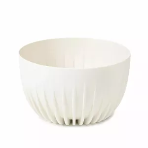 Flower pot LAMELA Mira 240 mm 3.6 L white — round plant pot for indoor and outdoor use