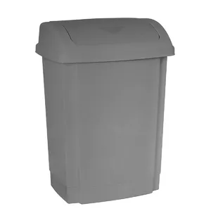 Trash bin NHG 15L with swing lid — 15 L plastic waste container, gray