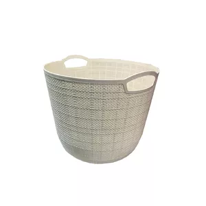Storage basket BESK 33×26 cm round plastic, white, model 9088999