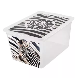 Storage box Branq 30L X Box Deco Zebra — 30 L decorative zebra-patterned plastic storage box