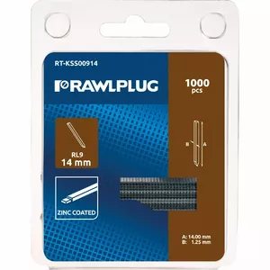 RAWLPLUG nail RL9 14 mm — galvanised steel fixing nails, box of 1000