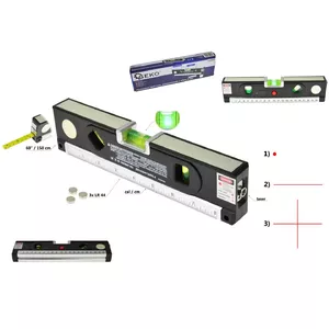 Handheld laser level GEKO 7151262 with 1.5 m measuring tape, alignment tool