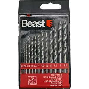Drill bit set Beast HSS-G 8025481 — 13 pieces, sizes 1.5–6.5 mm