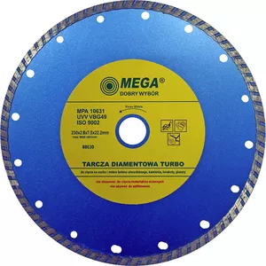 Алмазный отрезной диск MEGA BTR 230x22 мм Turbo для камня, бетона и плитки