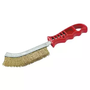 Metal brush with brass coating MEGA 5320049 — wire cleaning brush for rust and paint removal