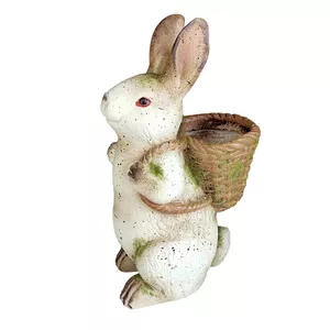 Garden decor BESK Bunny with Basket 43 cm – decorative garden statue