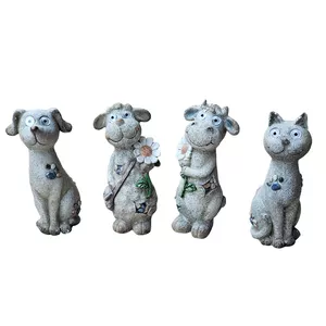 Garden decor figures BESK 4 types set 9106334 – decorative animal sculptures for outdoor use