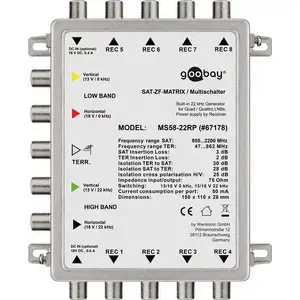 Satelītu multiswitch Goobay 67178 5 ieejas 8 izejas