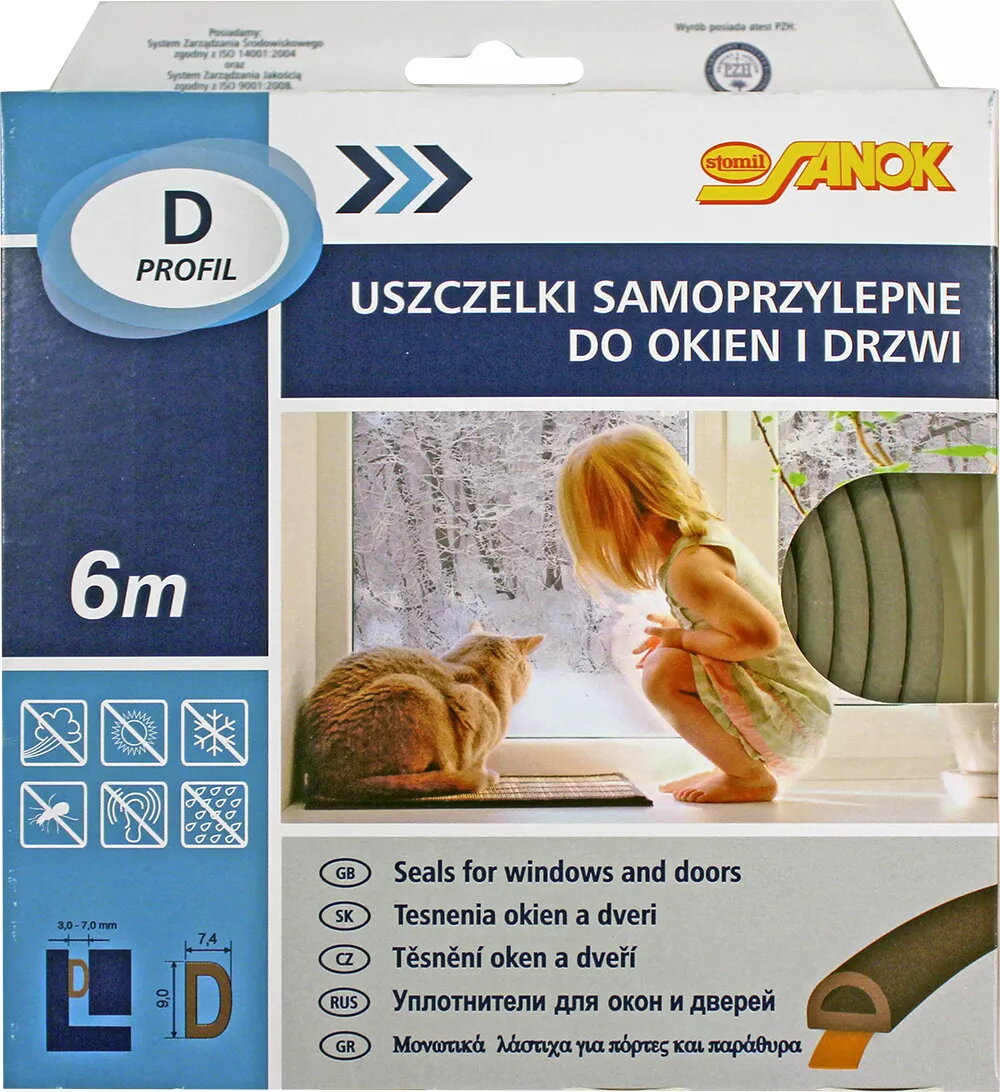 Blīvējuma lenta Sanok D profils balts