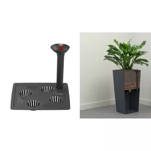 Plant pot base LAMELA 25x25 cm with water level indicator, square drainage tray