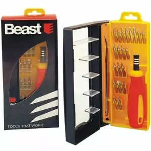 Screwdriver set Beast 9031667 — mini screwdriver with 20 bits, compact hand tool