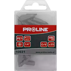Screwdriver bit set Proline PZ1 x 25 mm 1/4" drive, 25 pieces