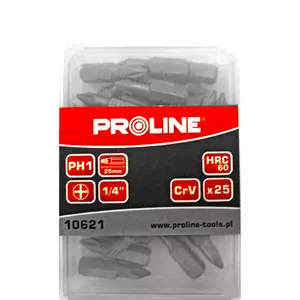 Screwdriver bits Proline PH1 x 25 mm, 1/4" hex, set of 25 pieces