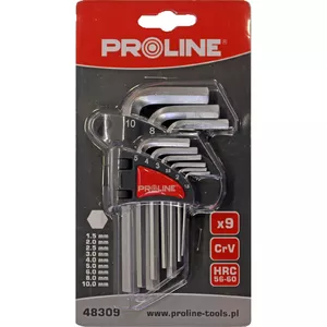Hex Key Wrench Set Proline 9 pcs 1.5–10 mm, ball-end and L-type Allen keys