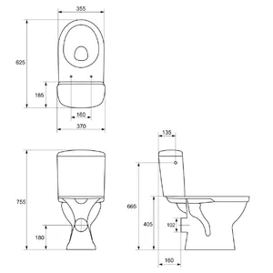 Compact toilet CERSANIT Merida 010 3/6 with polypropylene seat, dual-flush 3/6 L