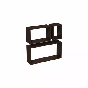 Shelf set VELANO FRS wenge square x3 – wall-mounted wooden shelves, 3 pieces