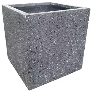 Puķupods BESK 30×30×30 cm no stiklašķiedras tumši pelēks