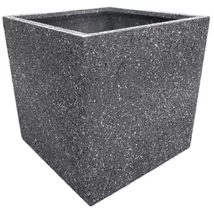 Fiberglass Flower Pot BESK 40×40×40 cm Dark Gray