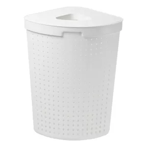 Laundry basket NHG Seoul Corner with lid, white — corner design for space-saving storage