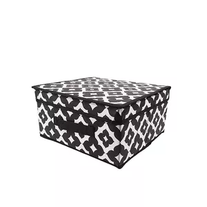 Storage box with lid BESK 30×28×15 cm, black and white