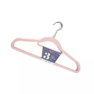 Clothes hanger BESK 9105504 velvet 42×23 cm pink, set of 3