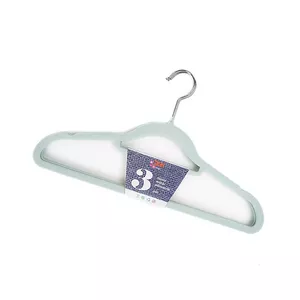 BESK velvet clothes hanger 42x23 cm, set of 3, blue