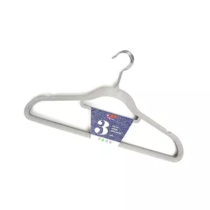 BESK Velvet Clothes Hanger 42×23 cm, set of 3, grey