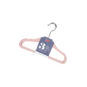 Clothes hanger BESK 9105535 velvet 29×20 cm pink, set of 3