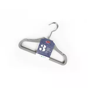 BESK velvet clothes hanger set 29×20 cm, 3 pcs, grey