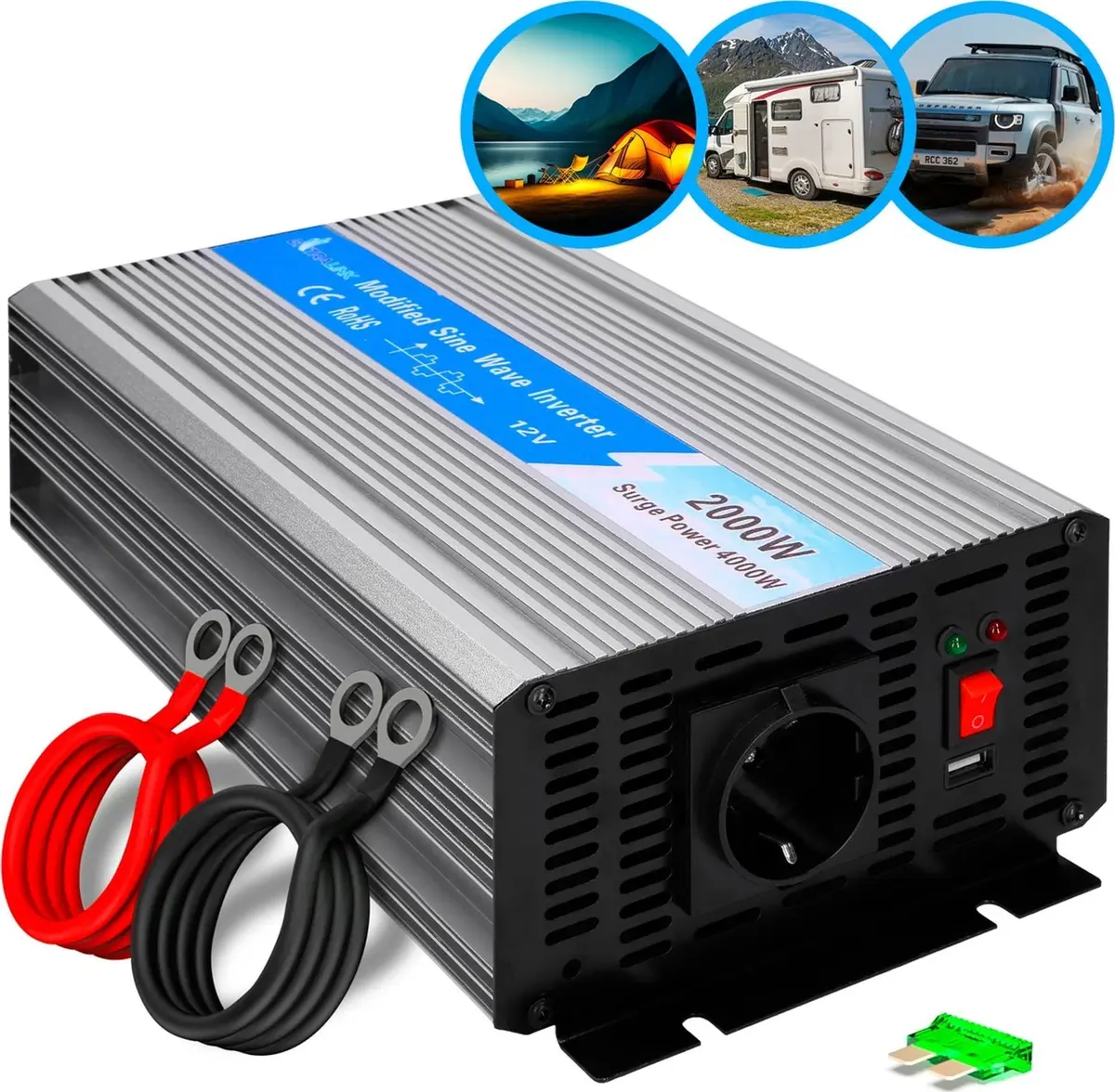 Extralink OPIM-2000W automobiļu sprieguma pārveidotājs 12V