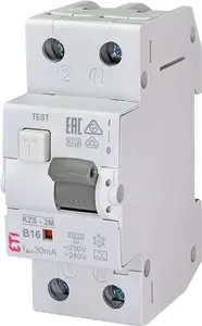 Residual Current Circuit Breaker KZS-2M B 16A 1P+N 30mA Type A 10kA
