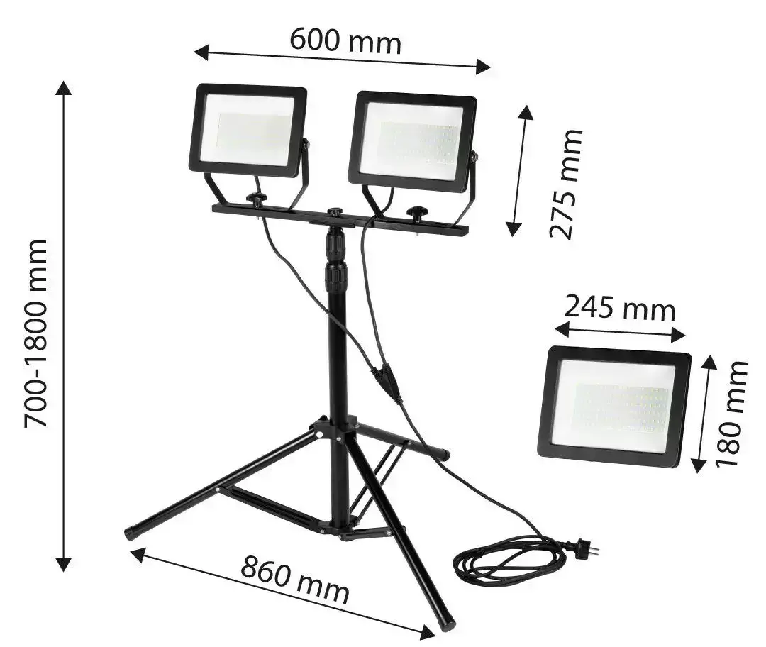 Двойной LED прожектор на штативе 2×100W SMD 2×8500 лм Photo 10
