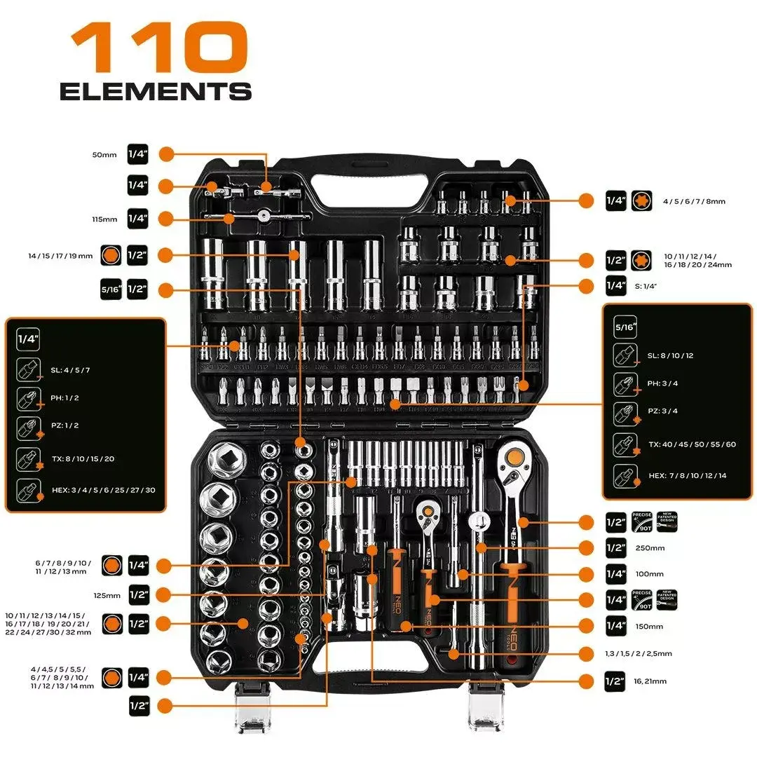 Socket wrench set OEM 10-066 — 110 pcs Photo 7