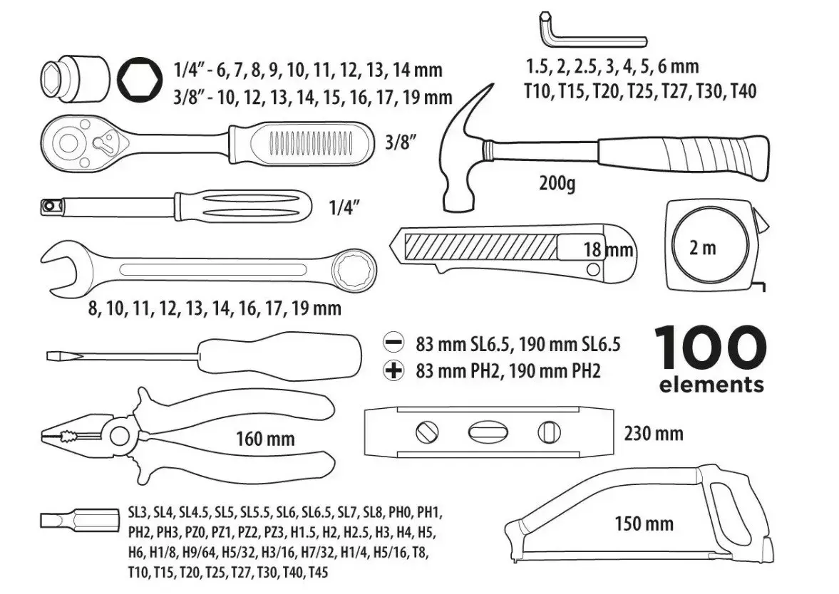 Top Tools socket set 1/4" & 3/8" 100 pcs Photo 2
