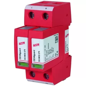 Surge protector Dehn DG M TN 275 for 230 V systems, terminal AC outlet, 50–60 Hz, red, thermoplastic, 36×73 mm, 229 g