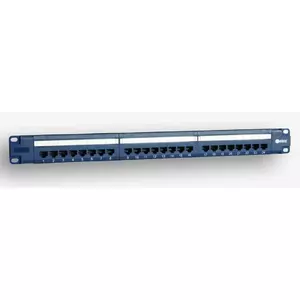 EMITER EmiterNet 19-inch Patch Panel 24xRJ45 UTP Cat.5e 1U with Shelf and PoE Support in Blue