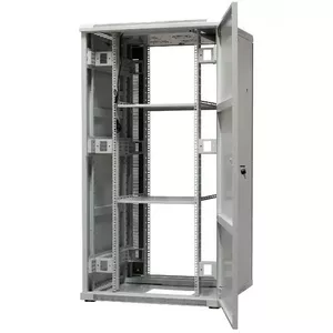 EMITER Free-standing frame cabinet EmiterNet Top, 32U, front door sheet metal and glass