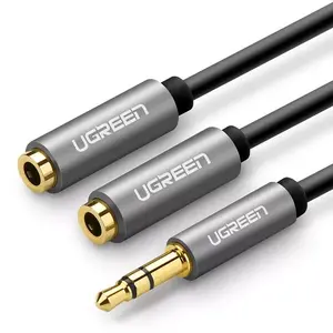 Audio splitter cable UGREEN AV123 — 3.5mm jack AUX, 20 cm, grey